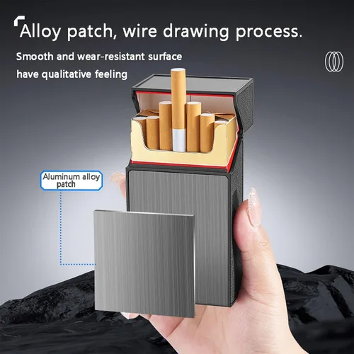 Miniatura 7 de Estuche de cigarrillos 2 unidades de 3.937 in tamaño King de 3.937 in (negro + plata) (negro + plata, 3.937 in)
