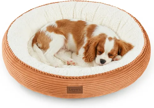 Miniatura 13 de Love's cabin Cama redonda acolchada para gatos y perros, cama para mascotas de 20 pulgadas para gatos o perros pequeños, parte inferior Violeta