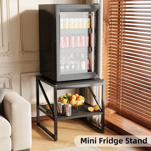Miniatura 3 de Mesa auxiliar con estación de carga, mesa auxiliar cuadrada de 20 pulgadas con puertos USB y tomas de corriente, mini soporte para refrigerador