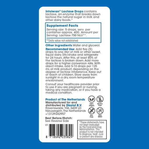 Miniatura 9 de Gotas de enzima digestiva de lactasa - 3.38 onzas líquidas (3.4 fl oz) Enzima lactasa líquida para intolerancia a la lactosa Hace que