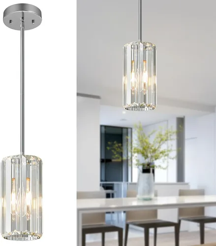 Miniatura 27 de Iluminación colgante dorada moderna mini candelabros de cristal, lámpara colgante ajustable para cocina, isla, comedor, pasillo, dormitorio