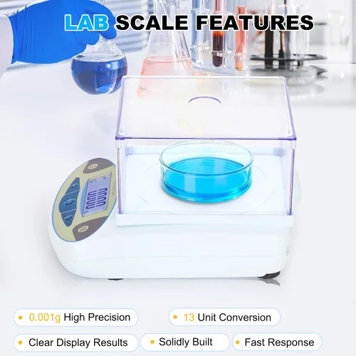 Miniatura 6 de Balanza de laboratorio 500g*0.001g, balanza analítica de alta precisión con parabrisas, balanza electrónica científica, balanza de precisión digital