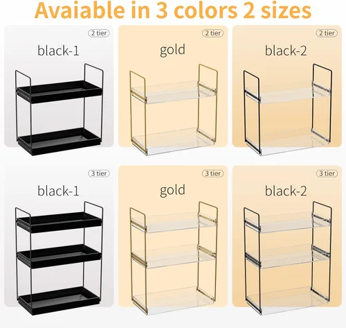 Miniatura 7 de NPPLUS Organizador de encimera de baño, estante de metal de 2 niveles para el cuidado de la piel, negro mate, 13.6 pulgadas de largo x 6.9 pulgadas
