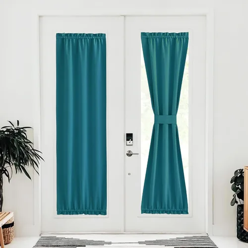 Miniatura 281 de NICETOWN Cortinas opacas unicolor con aislamiento térmico para puerta francesa, granja, oscurecimiento de habitación, puertas y ventanas de Marrón