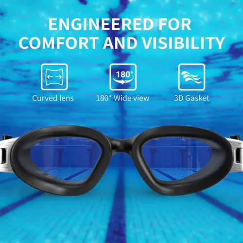Miniatura 3 de Gafas de natación polarizadas, antivaho y protección UV400, antifugas, incluye tapones para los oídos Pro Swim Hombres Mujeres Adolescentes