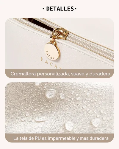 Miniatura 5 de EACHY Bolsa de Maquillaje de Viaje, Bolsas de Cosméticos de Gran Capacidad para Mujeres, Bolsa Portátil Impermeable que se Abre Plana, Bolsa de Aseo