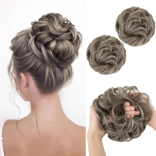 Miniatura 26 de SARLA 2 piezas de cabello desordenado color burdeos, onduladas, rizadas, sintéticas, coleteros falsos, extensiones de cola de caballo para mujeres
