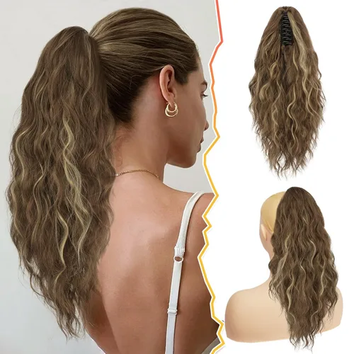 Miniatura 22 de BARSDAR Extensión de cola de caballo negra, extensiones de cabello de cola de caballo con clip de garra de 18 pulgadas para mujer, extensiones