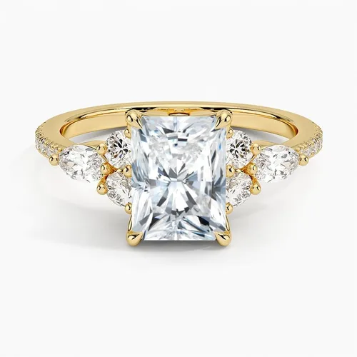 Miniatura 5 de Anillo de compromiso de diamantes creados en laboratorio con marquesa lateral y redondos de laboratorio de 1.06 quilates con certificado IGI de 1.06