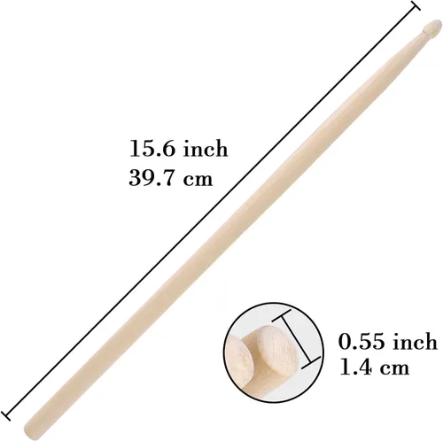 Miniatura 3 de 2 Pares de Baquetas 7A de Madera de Arce Clásicas con Punta de Madera para Adultos, Niños y Principiantes