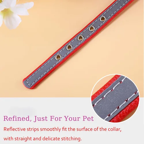 Miniatura 4 de Collar reflectante personalizado para perros y gatos con placa de nombre grabada, lindo collar rojo para cachorros, gatitos, perros y gatos