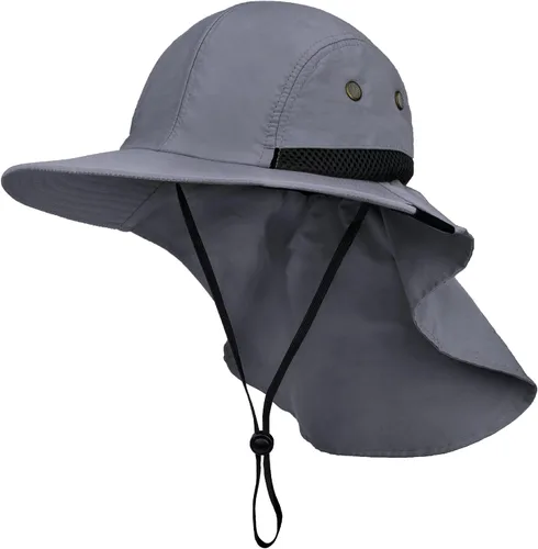 Miniatura 10 de SUN CUBE UPF50+ Sombrero de sol para hombres y mujeres con solapa para el cuello, ala ancha, protección UV, sombrero de safari para pesca
