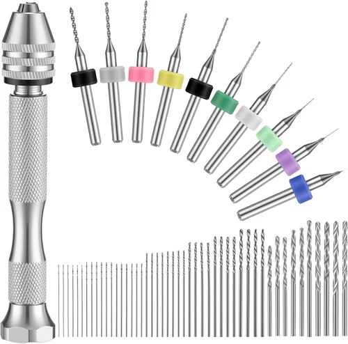 Miniatura 8 de El juego de 59 brocas de mano incluye 49 piezas de taladro de mano de tornillo de metal micro giro y 10 piezas de carburo de tungsteno PCB Negro