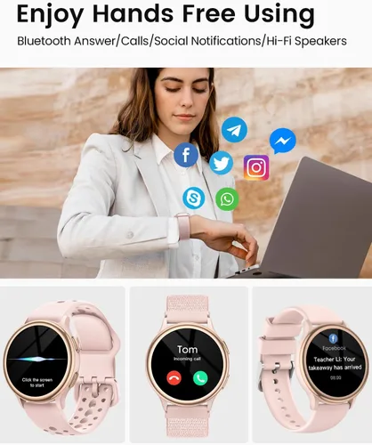Miniatura 3 de Relojes inteligentes para mujer (respuesta/hacer llamadas), monitor de actividad de pantalla AMOLED de 1.27 pulgadas con monitor de frecuencia Rosa