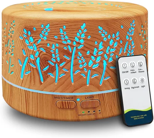 Miniatura 9 de Difusores para aceites esenciales de 600 ml para habitación grande, difusores de aceites esenciales para el hogar con control remoto, humidificador
