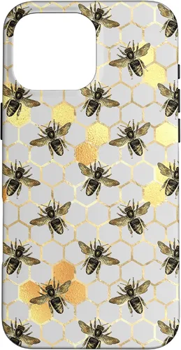 Miniatura 19 de iPhone 12 Pro Max Bumble Bee - Honeycomb Apicultor amarillo Abeja patrón caso