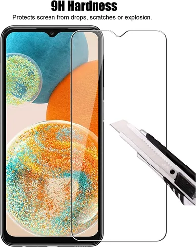 Miniatura 4 de (3+3) Protector de pantalla de vidrio templado con protector de lente de cámara, antiarañazos, transparente HD (3+3) para Samsung Galaxy A23 5G / 4G