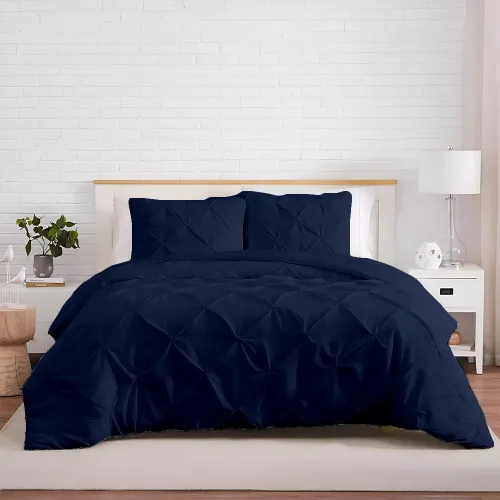 Miniatura 62 de Kotton Culture 1 Pc Twin/Twin XL Size Pinch Pleated - Pintuck Duvet Cover Only - 100% Egyptian Cotton Sateen -1000 TC Luxury Comforter Cover-Zipper