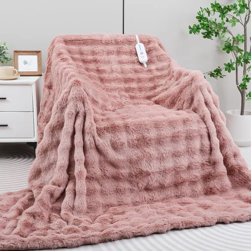 Miniatura 10 de Manta Eléctrica Térmica de Forro Polar Suave y Gruesa de 50"x60" para Sofá con 5 Niveles de Calor y 4 Horas de Apagado Automático, Protección contra