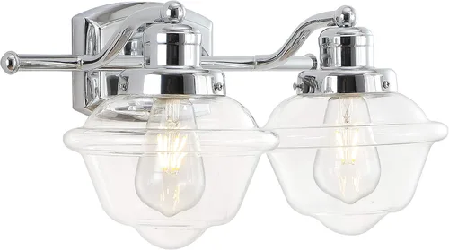 Miniatura 8 de JONATHAN Y Lámpara LED cromada de 7 pulgadas, lámpara de tocador LED de mediados de siglo para baño, cocina, pasillo, pantalla de vidrio