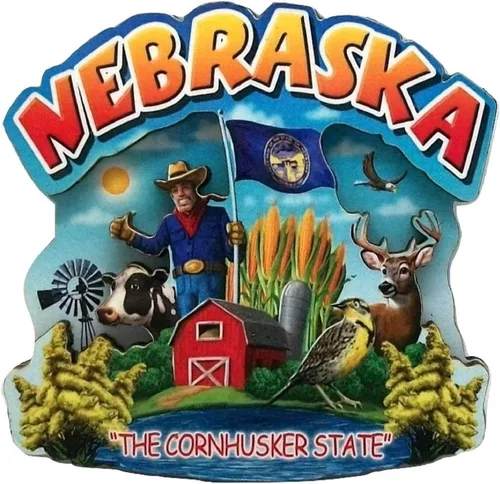 Nebraska The Cornhusker State Artwood Montage - Imán para nevera