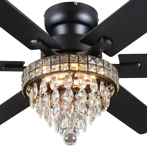 Miniatura 13 de Ventilador de Techo de Cristal Fandelier con Luces - 52" Ventilador Moderno para Exteriores con Control Remoto, Motor AC Silencioso, Iluminación
