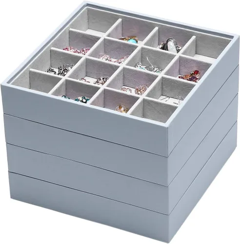 Miniatura 27 de Bandejas mágicas apilables para joyas, organizador de cajones de armario para accesorios, gadgets y cosméticos, caja de almacenamiento