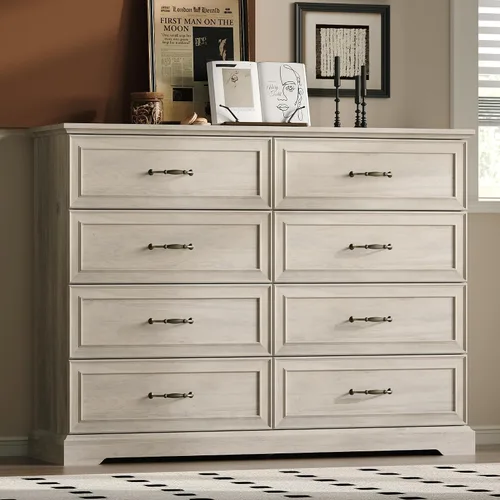 Miniatura 26 de Cómoda rústica de 3 cajones para dormitorio, cómoda moderna de 24 pulgadas de ancho con cajones profundos y asas de barra, mesita de noche de madera