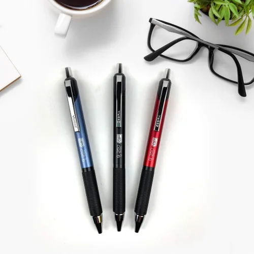 Miniatura 5 de Zebra Pen Paquete de 2 bolígrafos de gel G-350, tinta negra, punta media de 0.028 in, barril de metal negro espacial premium, tinta de secado