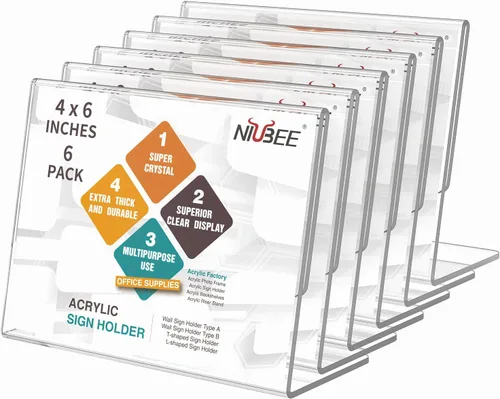 Miniatura 9 de NIUBEE Soporte de acrílico inclinado para letreros de 7 x 5 pulgadas, soporte de plástico transparente para mesa, para oficina, tienda, restaurante