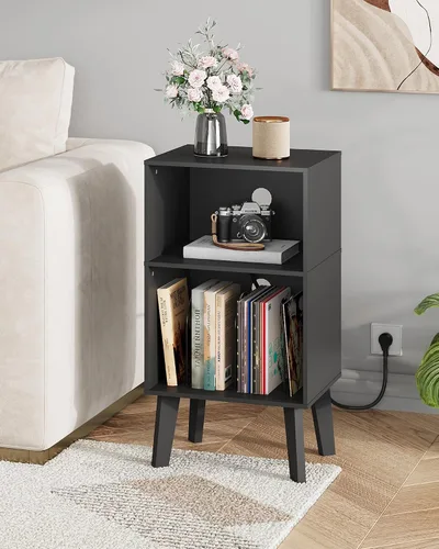 Miniatura 6 de WLIVE Moderna mesita de noche con almacenamiento, mesita de noche de espacio pequeño, mesa auxiliar para dormitorio y sala de estar, mesita de noche