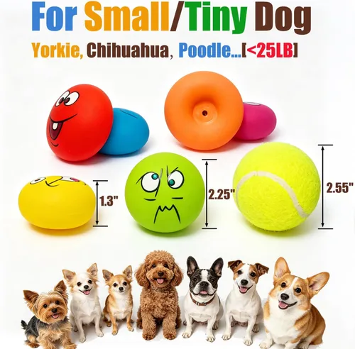 Miniatura 2 de HOLYSTEED Juguetes chirriantes de látex para perros, juguetes suaves de goma para perros pequeños, juguete chirriante, juguete de bolas de juego