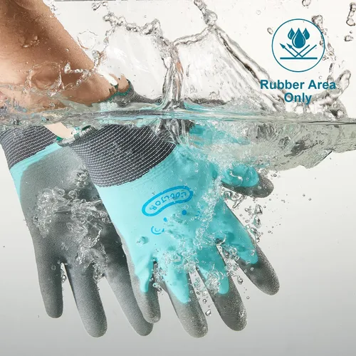 Miniatura 2 de COOLJOB 2 pares de guantes de jardinería impermeables para niños de 2 a 4 años, revestimiento de goma antideslizante de doble capa, guantes