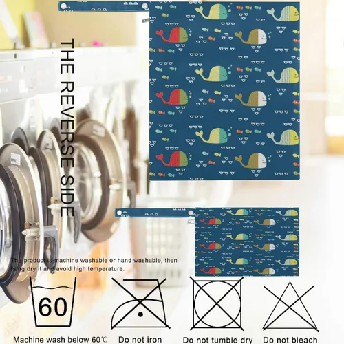 Miniatura 6 de visesunny Bolsa húmeda divertida de ballenas y peces coloridos para niños, 2 piezas, con bolsillos con cremallera, lavable, reutilizable, espaciosa