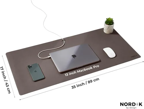 Miniatura 2 de Nordik - Tapete de Escritorio de Cuero de Corcho Organizador de Cables - Gris Plomizo 35 X 17 pulgadas - Tapete Premium Extendido para Mouse