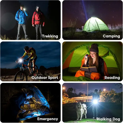 Miniatura 6 de 10 linternas LED de alta luz, mini linterna impermeable de bolsillo con 3 modos, enfoque ajustable zoomable para camping, senderismo