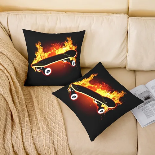 Miniatura 2 de Feelyou Funda de almohada para monopatín de 16 x 16 pulgadas, suave, con temática de deportes extremos, para sofá, funda de cojín para sofá, tabla