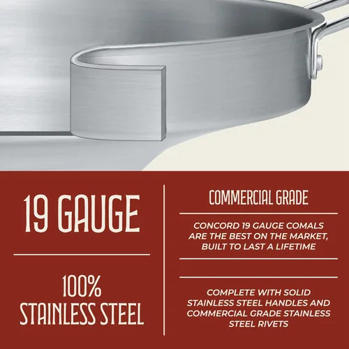Miniatura 4 de Concord - Comal de freír de acero inoxidable de 22", plata (S4008 S4812 S5612)