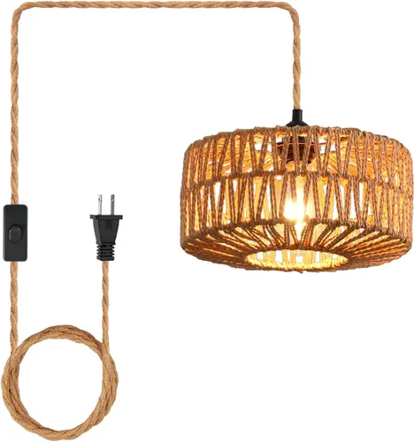 Miniatura 15 de Cable de luz colgante industrial de 15 pies - Accesorio de luz colgante enchufable, Cable de lámpara colgante estilo granja de 15 pies