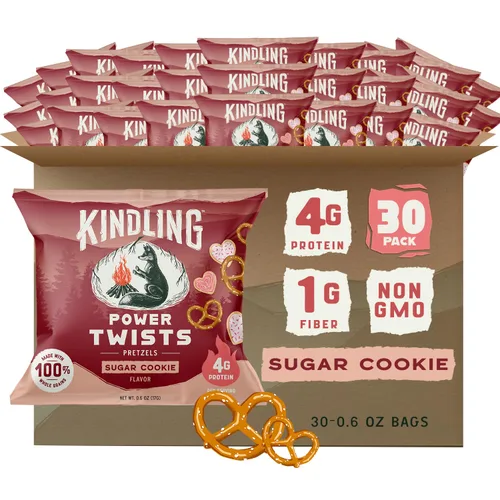 Miniatura 8 de Kindling Pretzels proteicos - Sal marina Bolsas de tamaño aperitivo llenas de proteínas Kosher 0.28-0.32 oz de proteína por porción Sin
