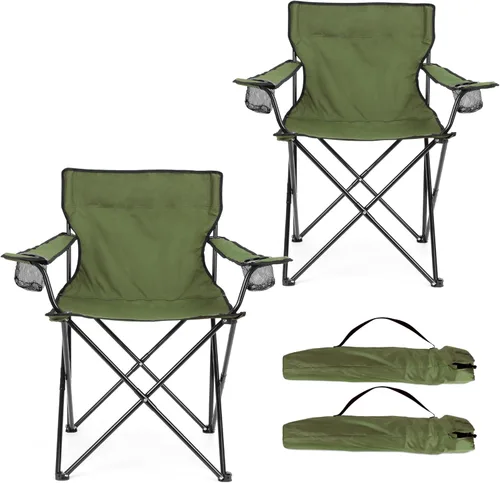 Miniatura 9 de HaSteeL Silla de Camping, Silla Plegable Extra Grande para Adultos, Silla de Campamento Plegable con Portavasos, Portátil para Pesca al Aire Libre