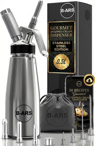 Miniatura 10 de B-ARS Dispensador de crema batida negra, 16.9 fl oz, sifón negro de aluminio para postres frescos, salsa de mousse de café, fácil horneado casero
