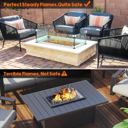 Miniatura 4 de Skyflame Protector de viento rectangular de vidrio para fogatas de 24 x 12 pulgadas, reemplazo para exterior