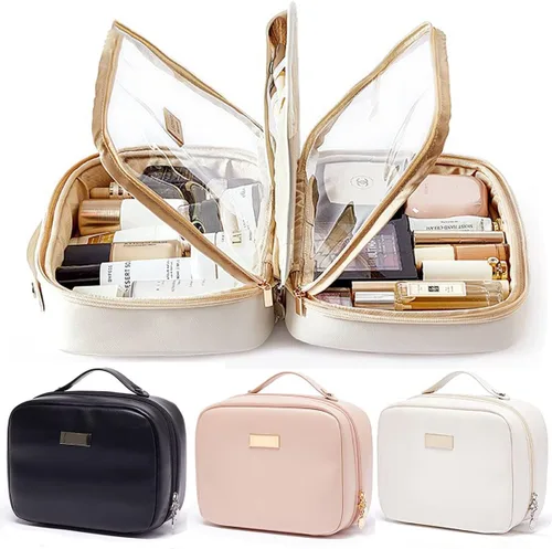 Miniatura 13 de Bolsa cosmética portátil de gran capacidad, Productos para el cuidado de la piel, Bolsa de almacenamiento de cepillo de maquillaje, Bolsa de Rosa