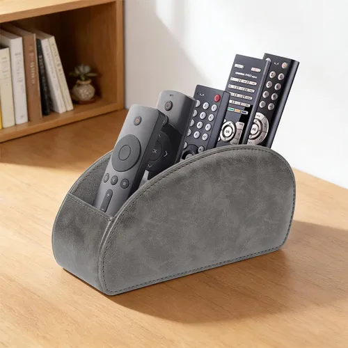 Miniatura 7 de Soporte para Control Remoto, Organizador de Escritorio Caddy para Remotos de Cuero PU con 5 Compartimentos Espaciosos para Controles Remotos de TV
