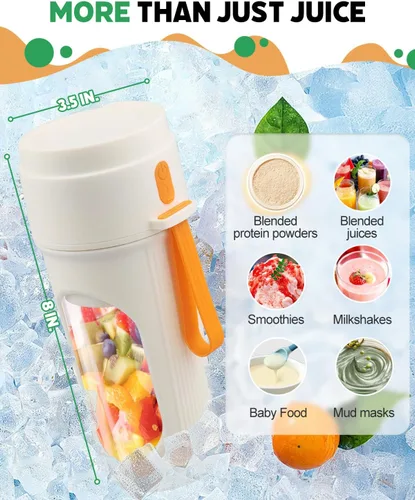 Miniatura 5 de Licuadora portátil para batidos, mini licuadora sin BPA para mezclar proteínas en polvo, botella portátil de 15 onzas apta para lavavajillas con 12