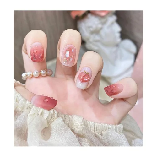 Miniatura 39 de LIGHT RAIN - Uñas a presión medianas con diseño de galaxia Andromeda, de lujo, reutilizables, de siete capas, con acabado UV, uñas postizas hechas a