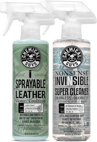 Chemical Guys SPI_103_16 Limpiador y Acondicionador de Cuero Pulverizable en Uno para Interiores de Automóviles, Aroma de Cuero, 16 fl oz y