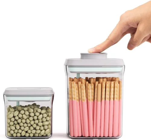 Miniatura 10 de Contenedores herméticos de almacenamiento de alimentos con tapas, contenedores de tapa emergente para organización de despensa, contenedores