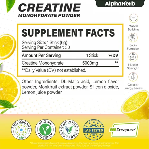Miniatura 3 de Paquetes de monohidrato de creatina en barra – 0.18 oz de creatina alemana Creapure® micronizada en polvo, sin azúcar, músculo magro y recuperación